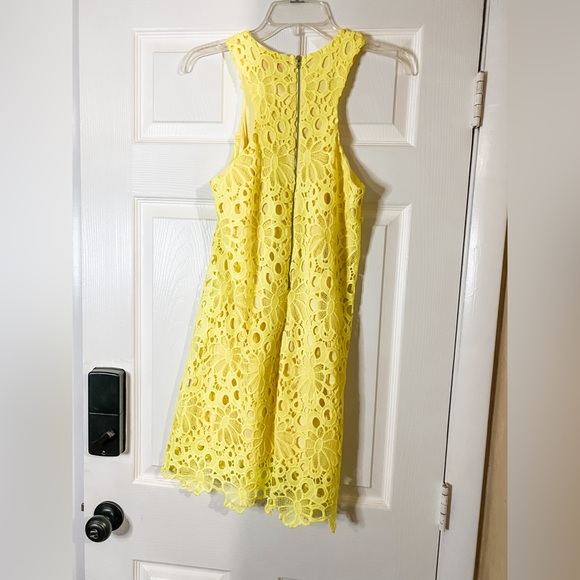 Lulus Love Poem Yellow Lace Halter Mini Dress - Picture 4 of 6